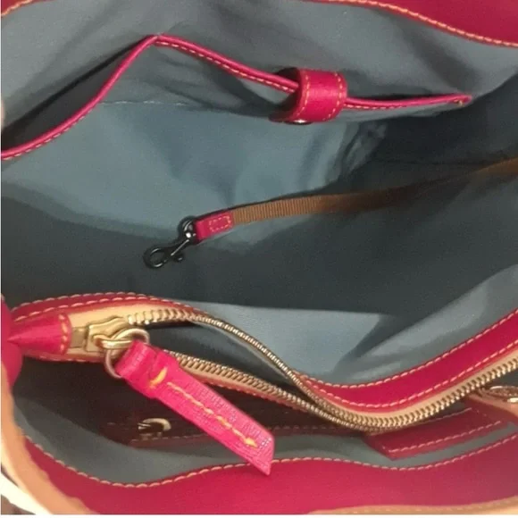 Dooney & Bourke Black Patent Leather and Tan Leather trim tote. Medium to Large. - Picture 5 of 8